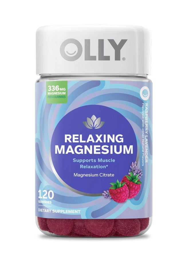 OLLY Relaxing Magnesium Gummies, Supports Muscle Relaxation,* Magnesium Citrate, Raspberry Lavender Flavored, 30 Day Supply - 120 Count - Image 1