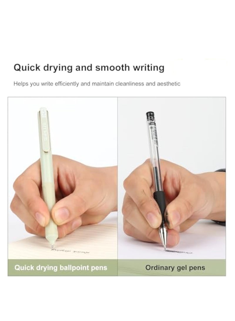 KASTWAVE Pack of 5 Gel Pens Coloured Highlighter Writing Set, Quick Dry Black Ink Pens Fine Point Smooth Writing Pens, Aesthetic Retractable Black Gel Pens, Fresh Green Style, Office School Supplies Gifts - Image 2