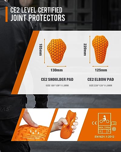BORLENI CE Level 1 Back Armor Protection Pad and CE Level 2 Elbow and Shoulder Certified Armor Pads Set, Motorcycle Armor Protector Inserts for Motorcycle Jackets - Image 4