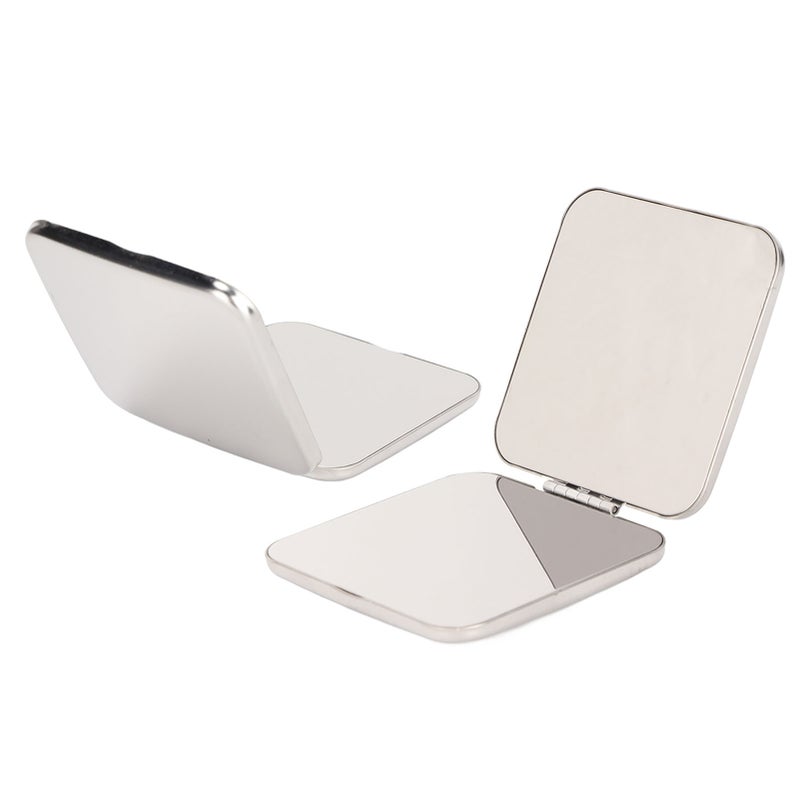 Pocket Mirror Double Sided Foldable Stainless Steel Small Purse Mirror Portable Compact Travel Mirror for Package Travel Tetragonum - Image 3
