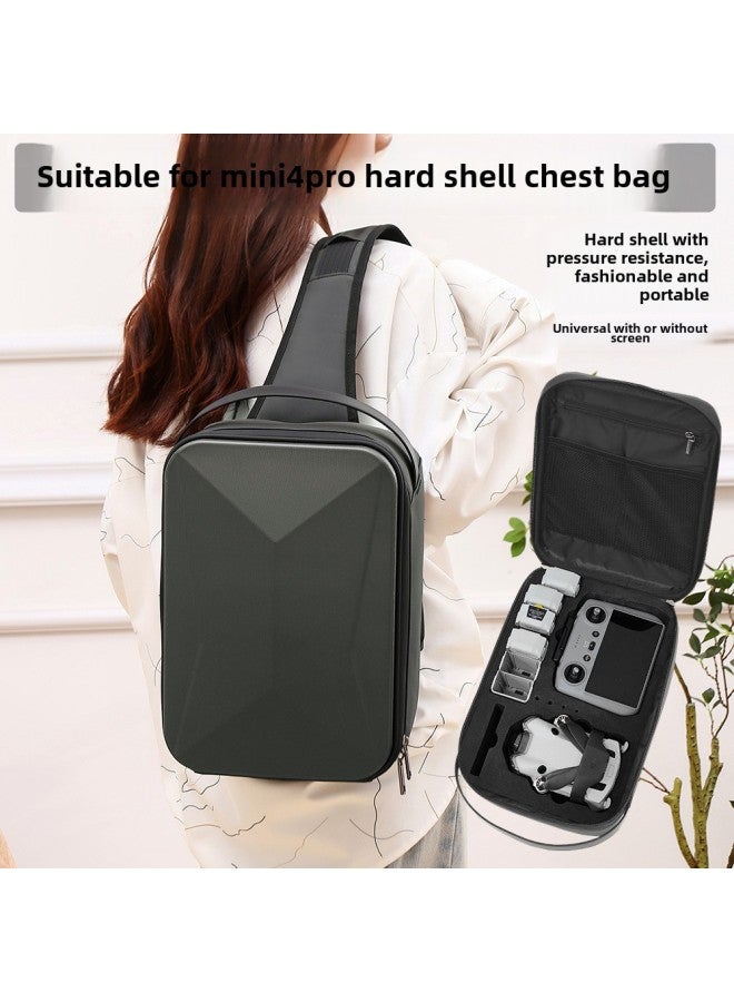 Suitable For DJI MINI 4 PRO Cosmetics Bag Box Hard Shell Bag Chest Bag Shoulder Bag Crossbody Bag Backpack-Color:MINI 4 PRO Silver Hard Shell Chest Bag-Size:About 32*22*12cm  - Image 2