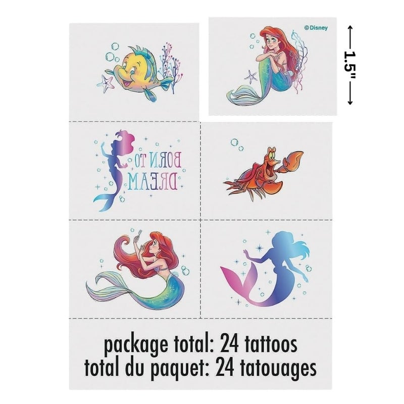 Unique Multicolor Disney The Little Mermaid Tattoos (24 Count) - Transform Your Skin with Magical, Long-lasting Designs, Perfect Party Favors for Mermaid Lovers - Image 2