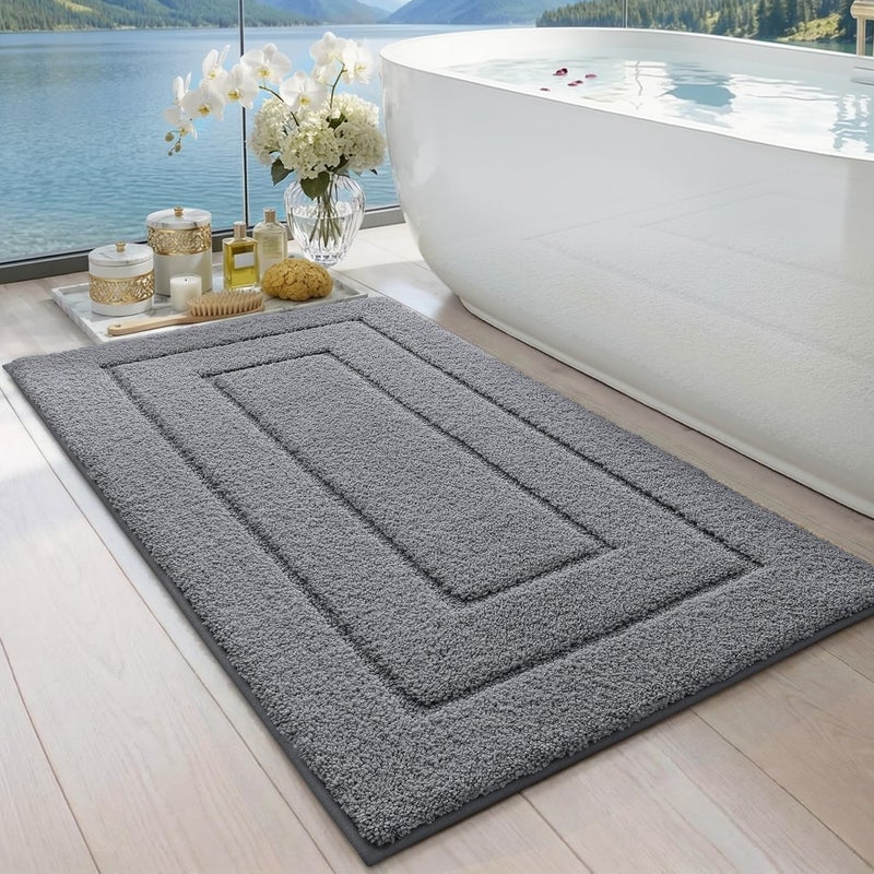 DEXI Bathroom Rug Mat, Extra Soft Absorbent Premium Bath Rug, Non-Slip Comfortable Bath Mat, Carpet for Tub, Shower, Bath Room, Machine Washable, 24"x43", Grey - Image 1
