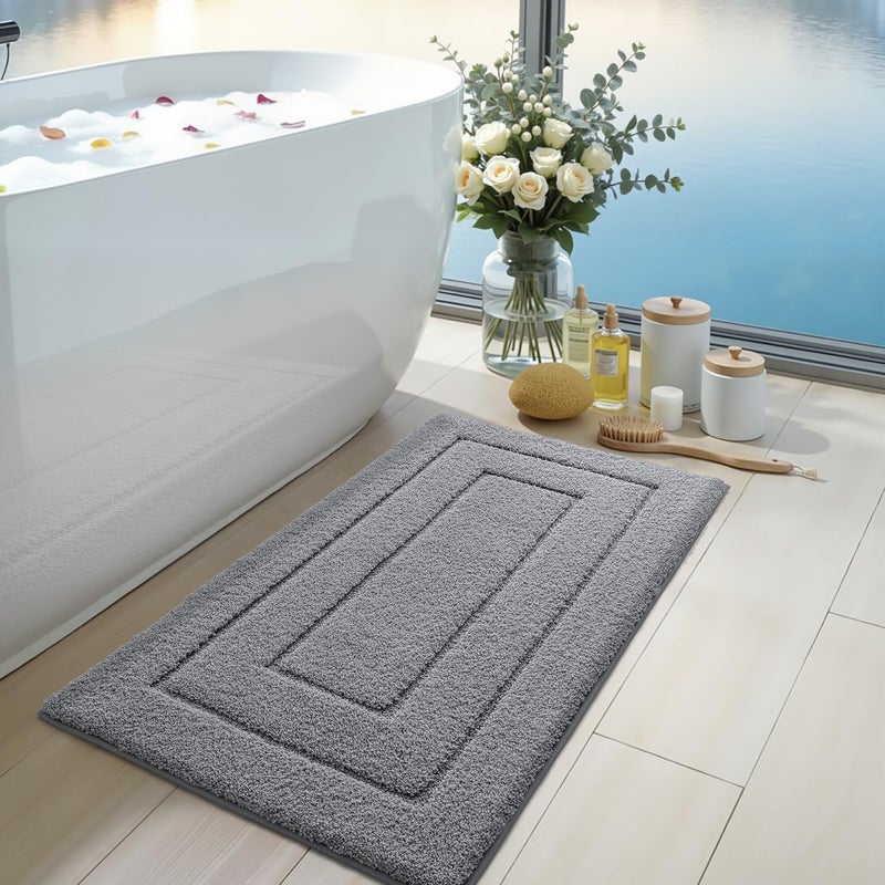 DEXI Bathroom Rug Mat, Extra Soft Absorbent Premium Bath Rug, Non-Slip Comfortable Bath Mat, Carpet for Tub, Shower, Bath Room, Machine Washable, 24"x43", Grey - Image 3