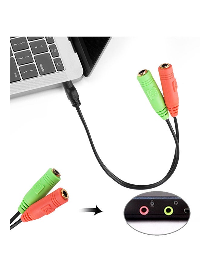 NIBEMINENT Dual Female To Male Audio Cable Line Black/Green/Orange - Image 2