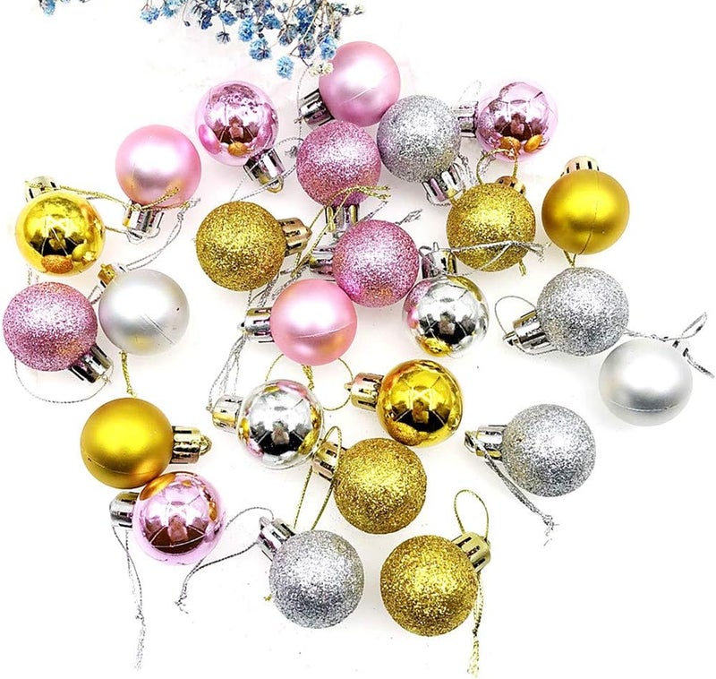 ALIMITOPIA 24pcs Christmas Ball Baubles 1.2 inches Shatterproof Plastic Hanging Balls Pendant for Xmas Tree Decoration (Tiny Size;Silver) - Image 3
