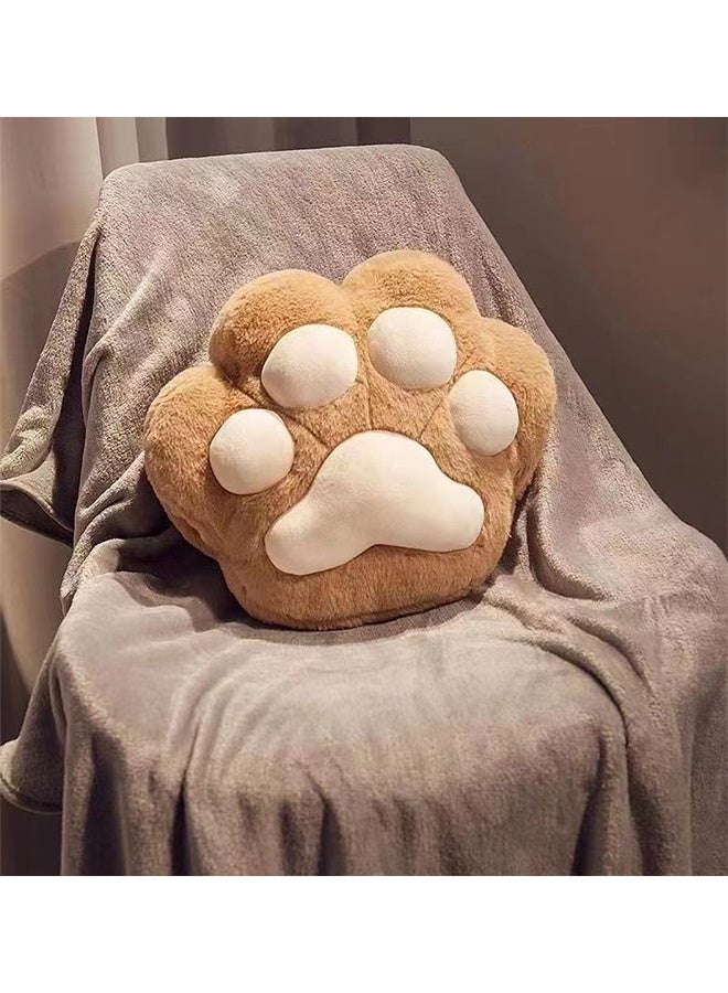 2-in-1 Plush Cat Paw Throw Pillow with Warm Blanket, Soft Cozy Cartoon Decorative Cushion, Multi-Functional Nap & Body Pillow for Bed, Sofa, Office, Travel (Coffee color) - Image 1