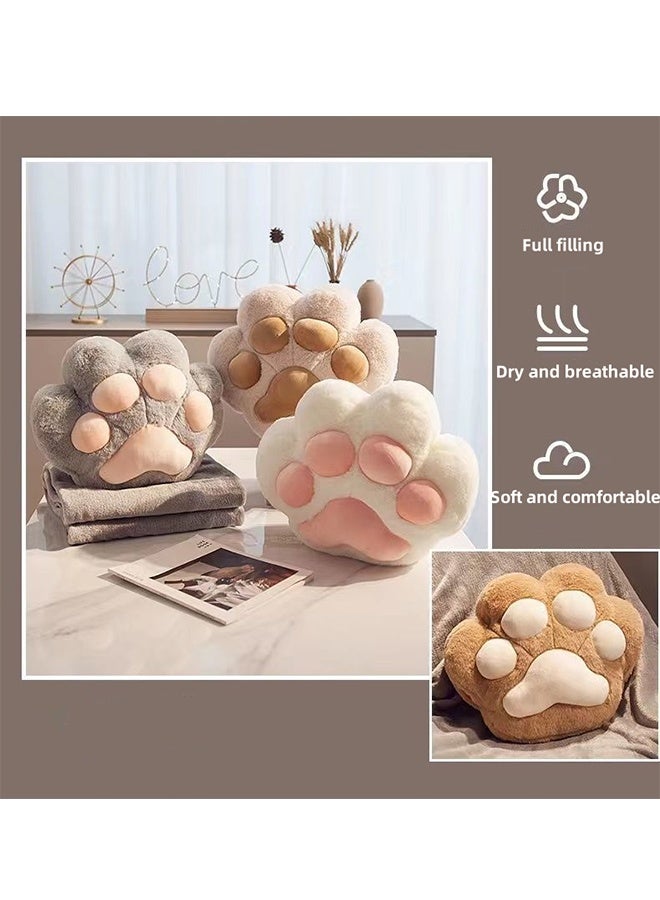 2-in-1 Plush Cat Paw Throw Pillow with Warm Blanket, Soft Cozy Cartoon Decorative Cushion, Multi-Functional Nap & Body Pillow for Bed, Sofa, Office, Travel (Coffee color) - Image 5