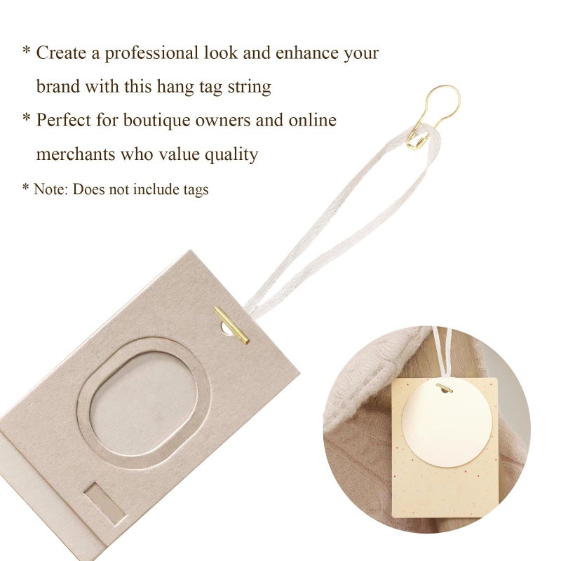 SATONBEYI 200Pcs Hang Tag String, 4.5-inch Silk and Satin Hang Tag String with Safety Pin and Barb Beige Hanging Tags Pin Loop Fastener Tag Rope Ties for Clothes Shoes Bag Luggage Price Tag, SATONBEYI - Image 4