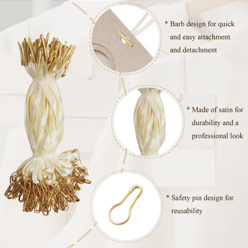 SATONBEYI 200Pcs Hang Tag String, 4.5-inch Silk and Satin Hang Tag String with Safety Pin and Barb Beige Hanging Tags Pin Loop Fastener Tag Rope Ties for Clothes Shoes Bag Luggage Price Tag, SATONBEYI - Image 5