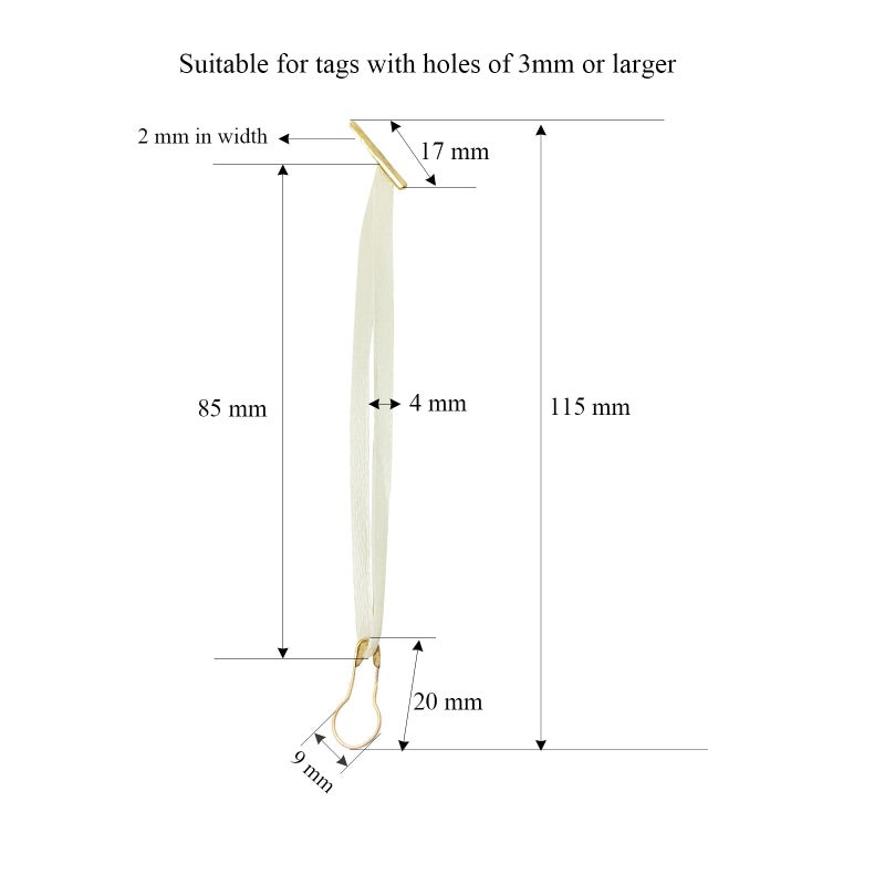 SATONBEYI 200Pcs Hang Tag String, 4.5-inch Silk and Satin Hang Tag String with Safety Pin and Barb Beige Hanging Tags Pin Loop Fastener Tag Rope Ties for Clothes Shoes Bag Luggage Price Tag, SATONBEYI - Image 3