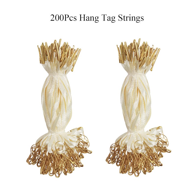 SATONBEYI 200Pcs Hang Tag String, 4.5-inch Silk and Satin Hang Tag String with Safety Pin and Barb Beige Hanging Tags Pin Loop Fastener Tag Rope Ties for Clothes Shoes Bag Luggage Price Tag, SATONBEYI - Image 2