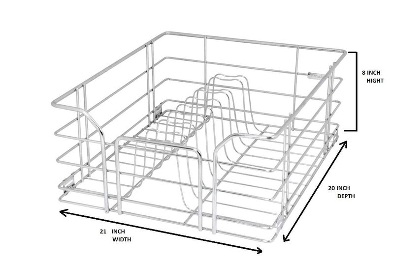 NNIDHI NNIDHI Stainless Steel Modular Kitchen Basket AccessoriesCountertop Multipurpose Utensils Cabinet Drawer For Kitchen Wired 4 Cutlery 6 Plain 8 Thali 8Mm21 Inch Width X 20 Inch Depth With Channel  - Image 5