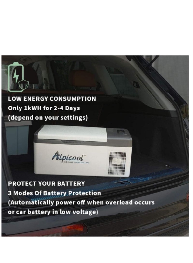 Alpicool Alpicool C15 Cool Box 12 V Mini Fridge Electric Camping Freezer Box Small Portable for Car, Truck, Boat, RV with USB Connection. - Image 4