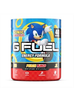 G Fuel Sonic Energy Powder, Sugar Free, Clean Caffeine Focus Supplement, Water Mix, Peach Ring Candy Flavor, Focus Amino, Vitamin + Antioxidants Blend - 9.8 oz (40 Servings)  - Image 1