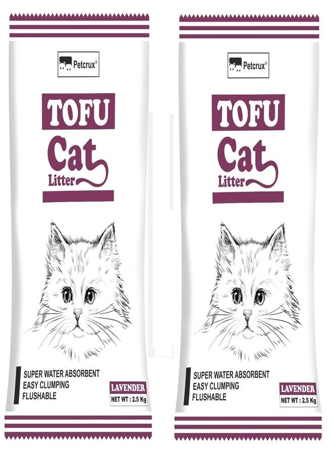 Petcrux Exclusive Organic Tofu Cat Litter 6 L = 2.5 Kg (Lavender, Pack of 2 - Total 5 Kg) - Image 1