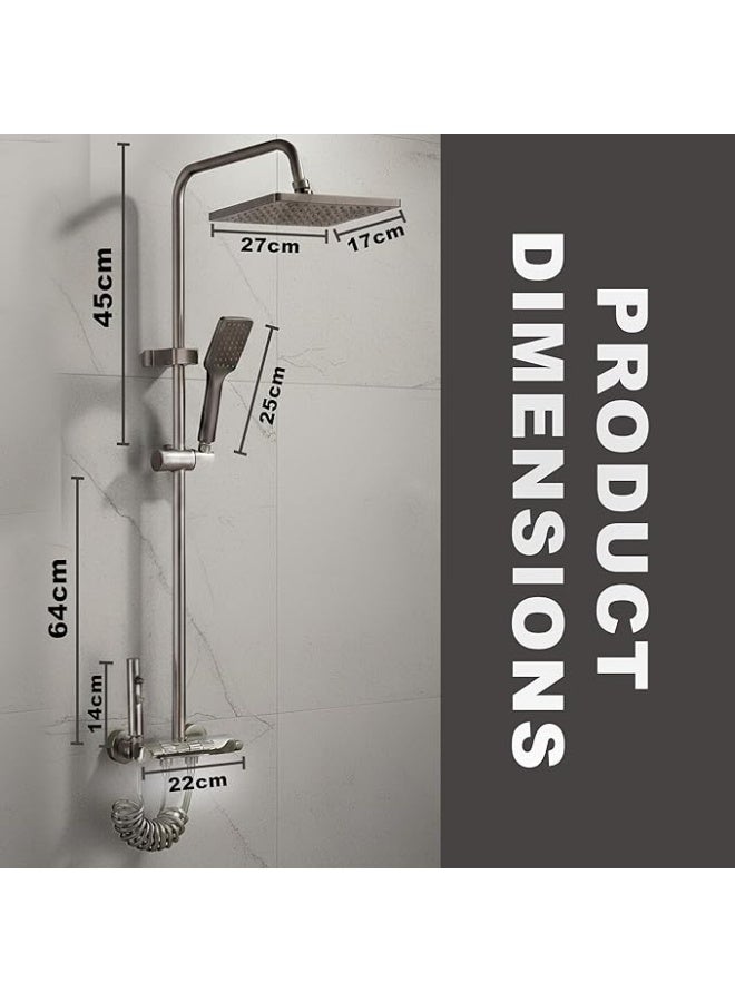 Napoli Shower System Thermostatic, 4-Function Piano Key Wall-Mounted Shower Set, with Shower Head, Hand Shower, and Bidet Sprayer, Brass Body - Image 2