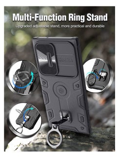 Excefore For Samsung Galaxy  Ultra Case, Military Grade Protection, Slide Camera Cover & Upgraded Kickstand, Suitable for Galaxy S 23 Ultra Cases (Black)  - Image 2