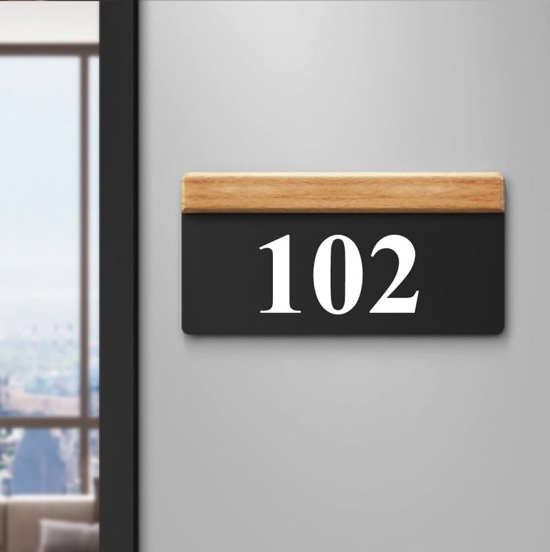 RL Digital Units House Number Plate - 102 Hotel, Hospital, Lodge,Apartment,Door No,Laser cut acrylic fixed with white color water proofing PVC sticker|Easy installation type double sided tape fixed on backside - Image 1