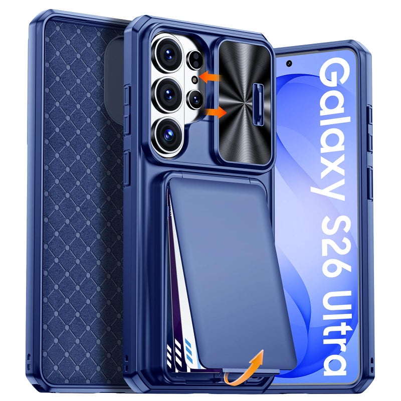 BSNRM for Samsung Galaxy S26 Ultra Case Wallet with RFID Blocking, Card Holder, Slide Camera Lens Cover, Silicone Edge Raised, Rugged Heavy Duty Phone Cover Case for S26 Ultra, 2026, Sapphire Blue - Image 1