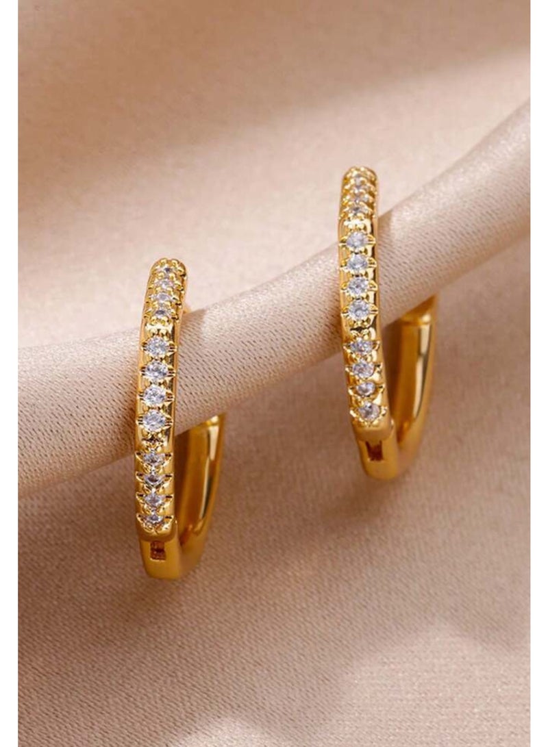 Elegance Trendy & High Quality Stainless Steel Gold Plated Earrings For Women - Image 3
