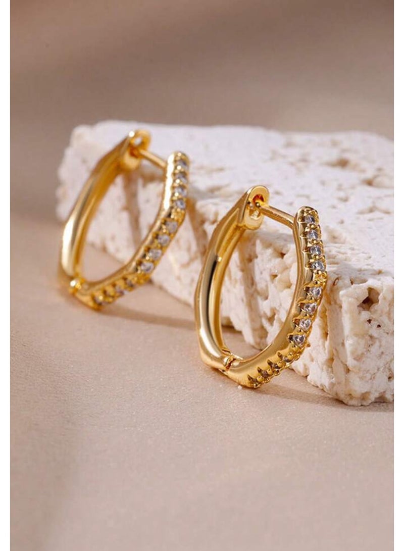 Elegance Trendy & High Quality Stainless Steel Gold Plated Earrings For Women - Image 2