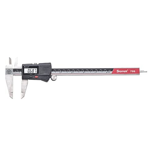 Starrett مسطرة إلكترونية من ستاريت مصنوعة من الفولاذ المقاوم للصدأ - نطاق 0-8 بوصة، دقة .0005 بوصة، شاشة LCD، عجلة ضبط دقيقة، تحويل بين البوصة/الميليمتر - EC799A-8/200 - Image 1