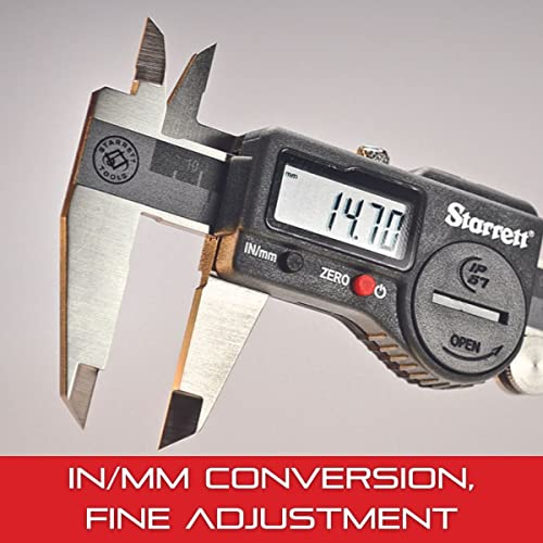 Starrett مسطرة إلكترونية من ستاريت مصنوعة من الفولاذ المقاوم للصدأ - نطاق 0-8 بوصة، دقة .0005 بوصة، شاشة LCD، عجلة ضبط دقيقة، تحويل بين البوصة/الميليمتر - EC799A-8/200 - Image 5