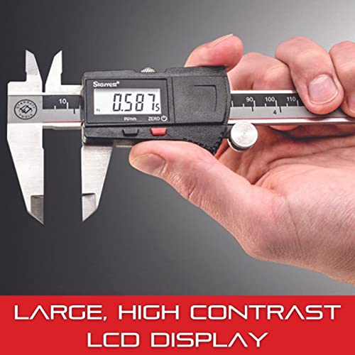 Starrett مسطرة إلكترونية من ستاريت مصنوعة من الفولاذ المقاوم للصدأ - نطاق 0-8 بوصة، دقة .0005 بوصة، شاشة LCD، عجلة ضبط دقيقة، تحويل بين البوصة/الميليمتر - EC799A-8/200 - Image 3