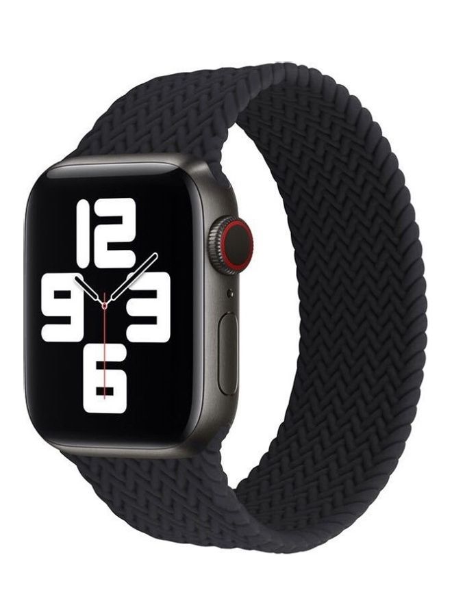 Silicon Braided Replacement Strap For Apple Watch Series 7/6/SE/5/4 45/44/42 mm Small Black - Image 1