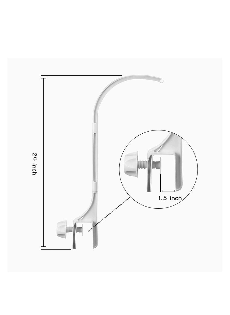 SYOSI Baby Bed Bell Bracket Double Hole Adjustable Bed Bell, Baby Mobile Arm for Crib, Music Box Baby Crib Arm Mobile Holder Clamp (White) Nursery Baby Room Decoration Bed Bell Holder Arm 24 Inch  - Image 3