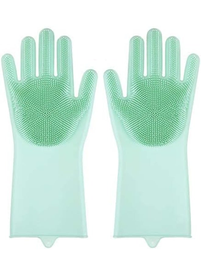 Multifunctional Magic Silicone Washing Cleaning Gloves Hand Glove for Kitchen, Bathroom, Dishwashing, Pet Grooming, Car Washing（Multi-Color 1 Pair) (Pink) - Image 4