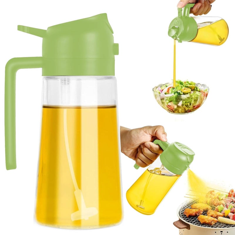AADHIK 600ml 2 in 1 Olive Oil Sprayer and Oil Dispenser Bottle for Kitchen Glass Oil Bottle with Premium Nozzle Oil Sprayer for Air Fryer Salad BBQRoasting MultiColor Pack of 1 - Image 1