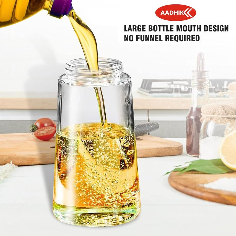 AADHIK 600ml 2 in 1 Olive Oil Sprayer and Oil Dispenser Bottle for Kitchen Glass Oil Bottle with Premium Nozzle Oil Sprayer for Air Fryer Salad BBQRoasting MultiColor Pack of 1 - Image 3