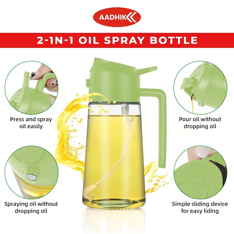 AADHIK 600ml 2 in 1 Olive Oil Sprayer and Oil Dispenser Bottle for Kitchen Glass Oil Bottle with Premium Nozzle Oil Sprayer for Air Fryer Salad BBQRoasting MultiColor Pack of 1 - Image 5
