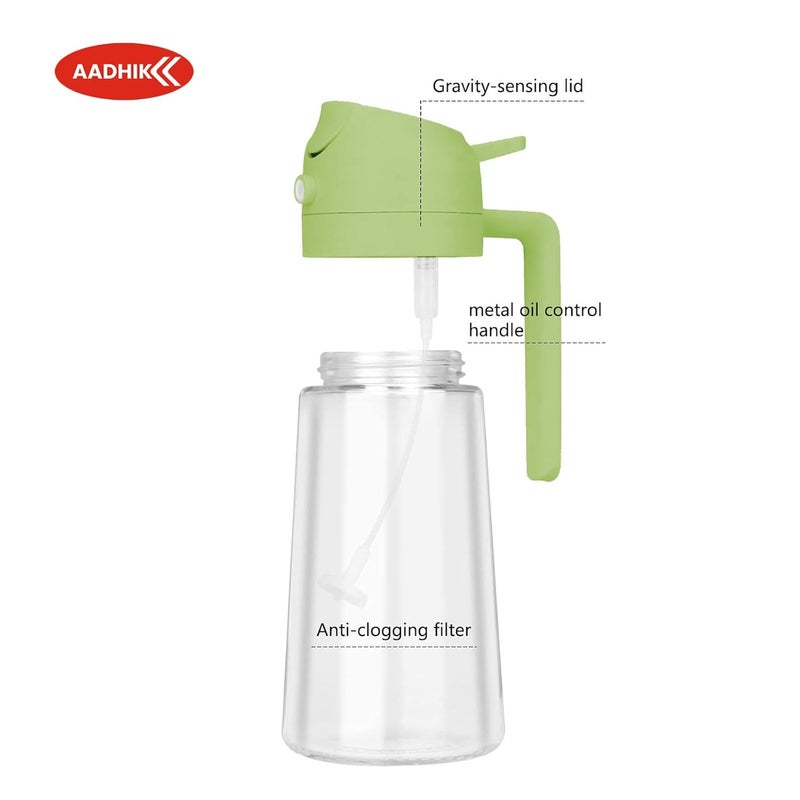 AADHIK 600ml 2 in 1 Olive Oil Sprayer and Oil Dispenser Bottle for Kitchen Glass Oil Bottle with Premium Nozzle Oil Sprayer for Air Fryer Salad BBQRoasting MultiColor Pack of 1 - Image 4