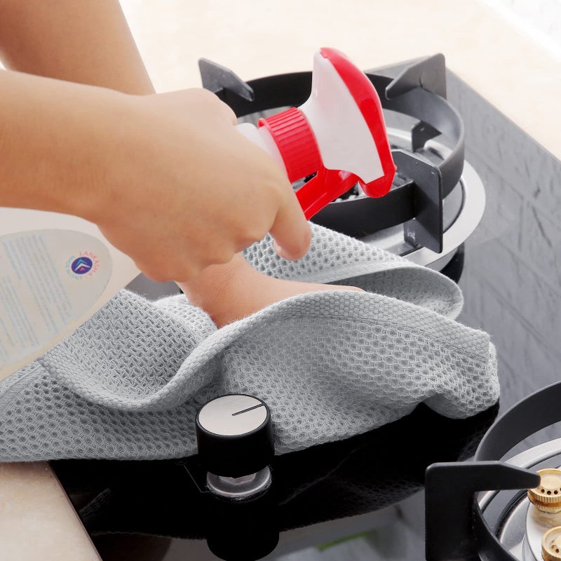 Homaxy 100% Cotton Waffle Weave Kitchen Dish Towels  Ultra Soft Absorbent Quick Drying Cleaning Towel  13 x 28 Inches  6-Pack  Light Gray - Image 5