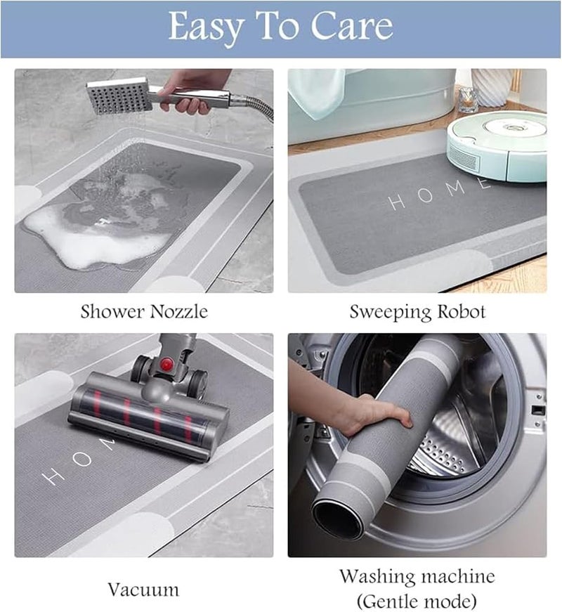 SHOWAY Super Absorbent Floor Mat Quick Dry Bathroom Mat Rugs Memory Foam Bath Mat Non Slip Entrance Rug, 1, 40 * 60CM - Image 4