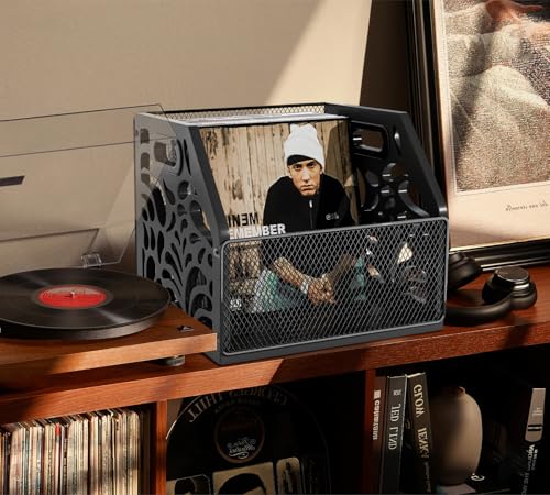 CILXGQLN Vinyl Record Holder Sturdy Wooden Album Storage for Vinyl Records Holds 70 LPs Perfect for Records Files Books Magazines Black - Image 3