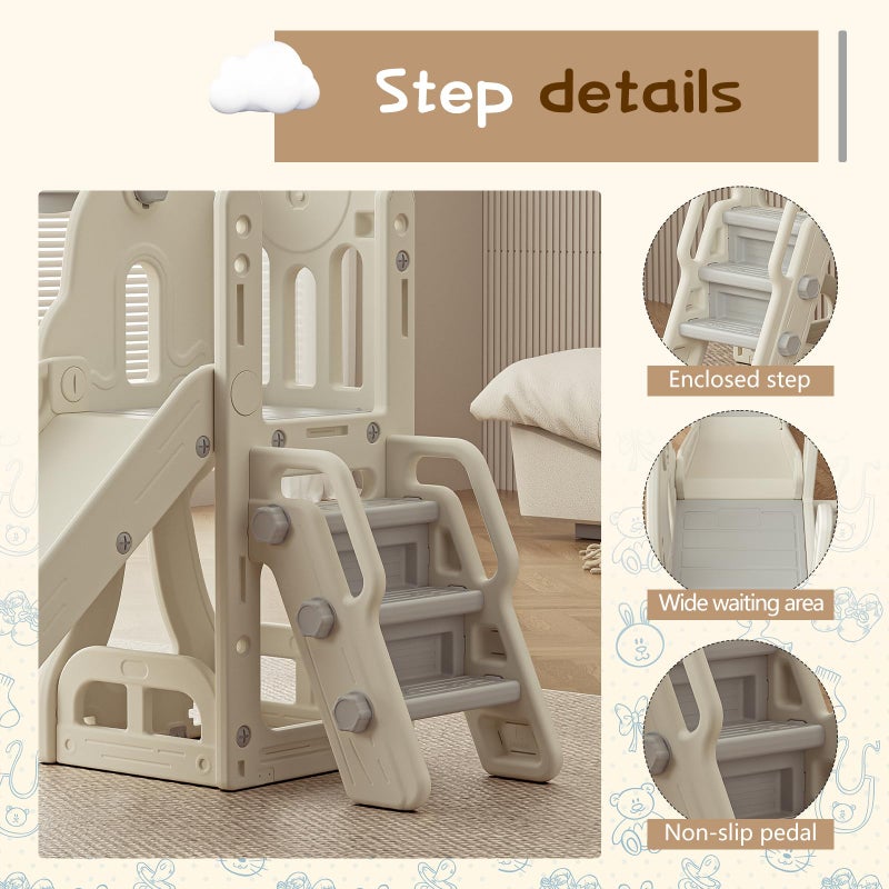 Baotree Toddler Slide,Kids Climber Slide with Storage Space and Non-Slip Steps,Indoor Outdoor Playset with Basketball Hoopa and Telescope,Slide for Toddlers Age 1-3 (White) - Image 3
