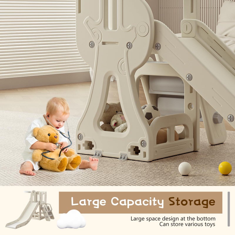 Baotree Toddler Slide,Kids Climber Slide with Storage Space and Non-Slip Steps,Indoor Outdoor Playset with Basketball Hoopa and Telescope,Slide for Toddlers Age 1-3 (White) - Image 5