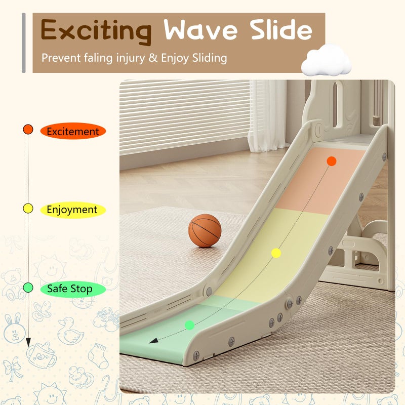 Baotree Toddler Slide,Kids Climber Slide with Storage Space and Non-Slip Steps,Indoor Outdoor Playset with Basketball Hoopa and Telescope,Slide for Toddlers Age 1-3 (White) - Image 2