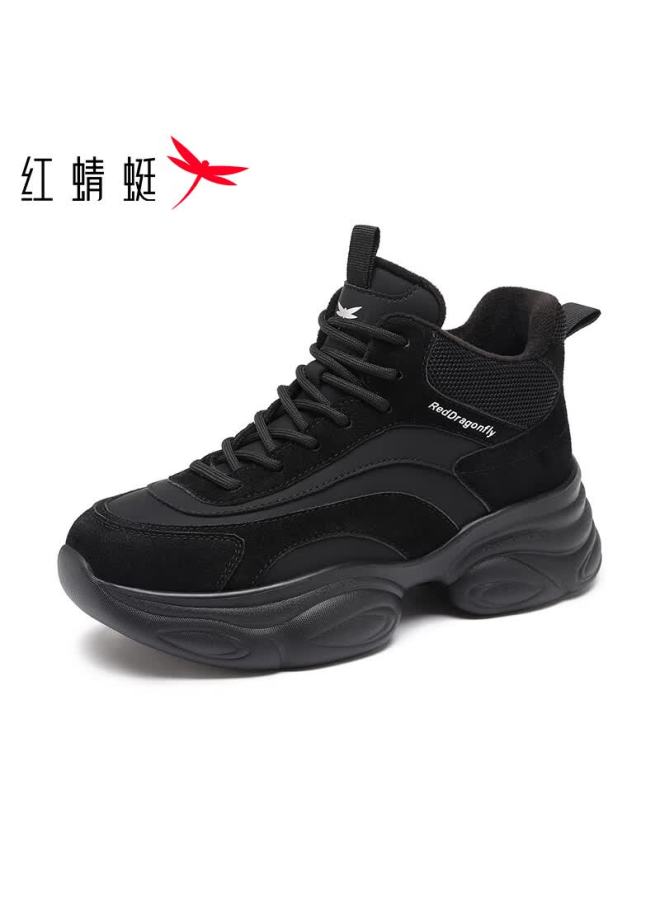Red Dragonfly Women's Autumn Trendy Versatile Comfortable Dad Sneakers Lightweight Height-increasing Travel Shoes Wxc430042 Black Size 37