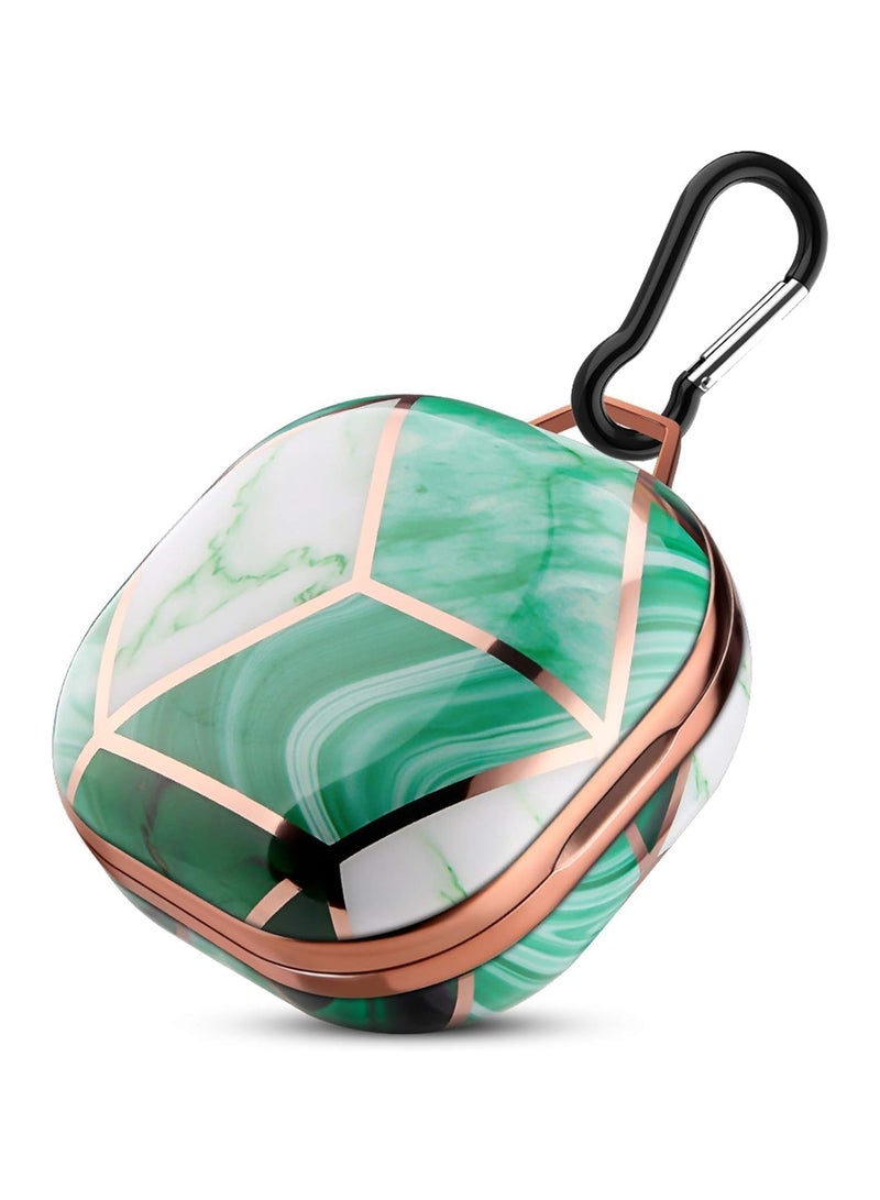 Compatibility With Samsung Galaxy Buds FE 2023 Case Hard Plating Full Body Protector with Keychain Case Bumper for Samsung Galaxy Buds 2 Pro 2022/Buds 2 2021/Galaxy Buds Live (Green Marble) - Image 1