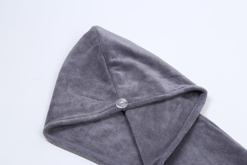 HOUSSE Microfibre Head Towels | 450 GSM High Absorbent Hair Wrap with Adjustable Buttons for Girls | Super Soft & Quick Dry Wrap Towel for Hairs | Set of 2 | 25x65 cm (Dusky Orchid & Steel Grey) - Image 3