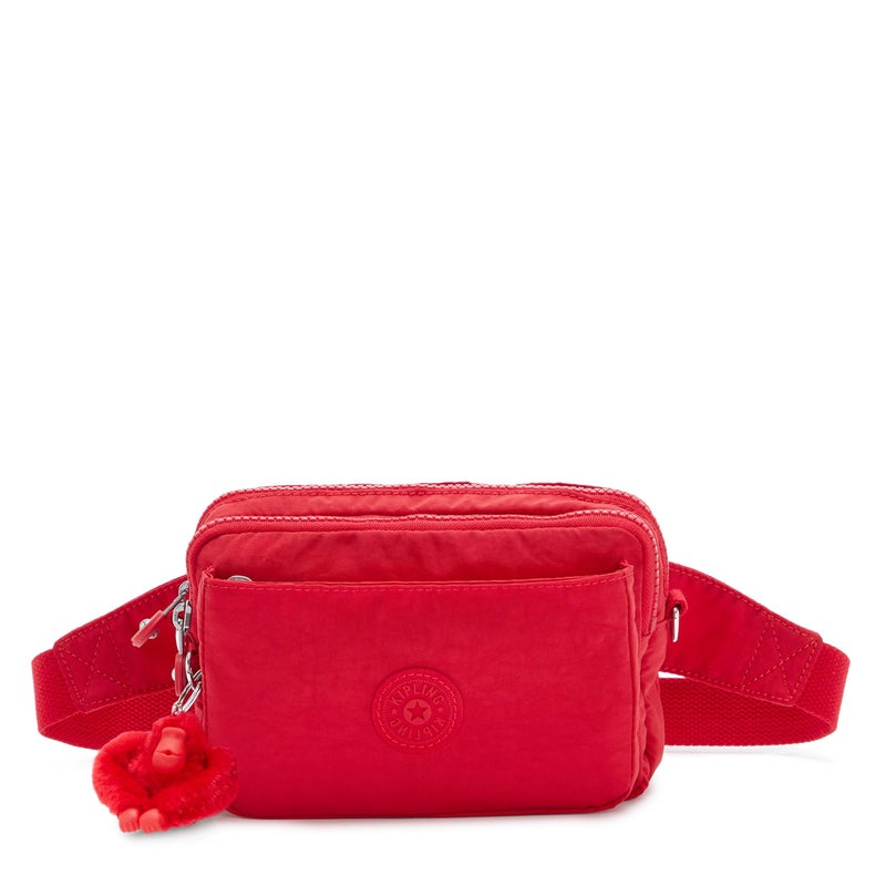 KIPLING KIPLING حقيبة كيبلينغ النسائية أبانُو متعددة الاستخدامات، خفيفة الوزن، حزام خصر نايلون قابل للتعديل مع جيوب بسحاب متعددة، حقيبة كتف قابلة للتحويل، حمراء، صغيرة، الولايات المتحدة - Image 1