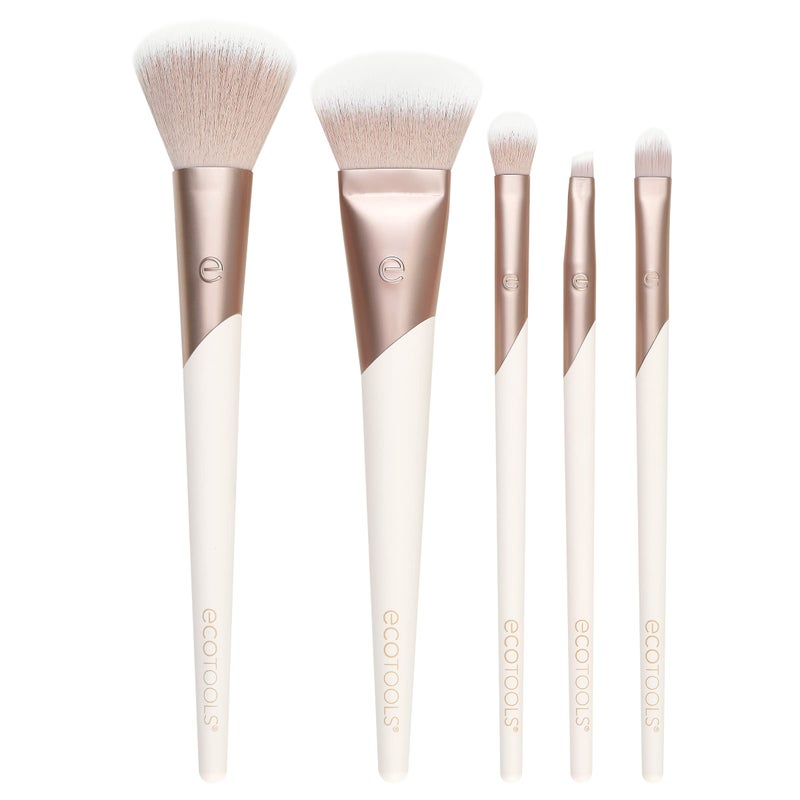 EcoTools Luxe Natural Elegance Professional Face Makeup & Foundation Brush Set, Premium Brush Kit For Face, Cheek, & Eye Makeup, Synthetic Makeup Brushes, Vegan & Cruelty-Free, 5 Piece Set - Image 1