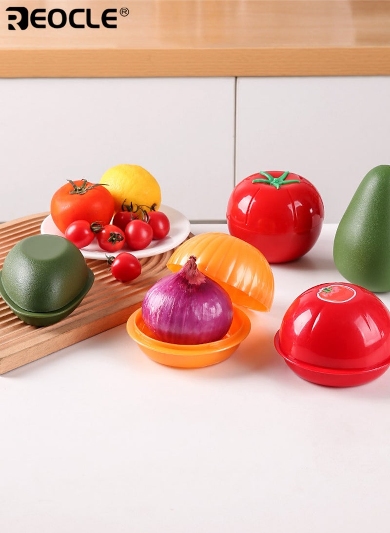 REOCLE 2PCS Plastic Food Savers with Lemon Onion Shape and Flip Top Design Fruit Vegetable Preservation Boxes with Freezer Safe Feature for Kitchen Storage - Image 2