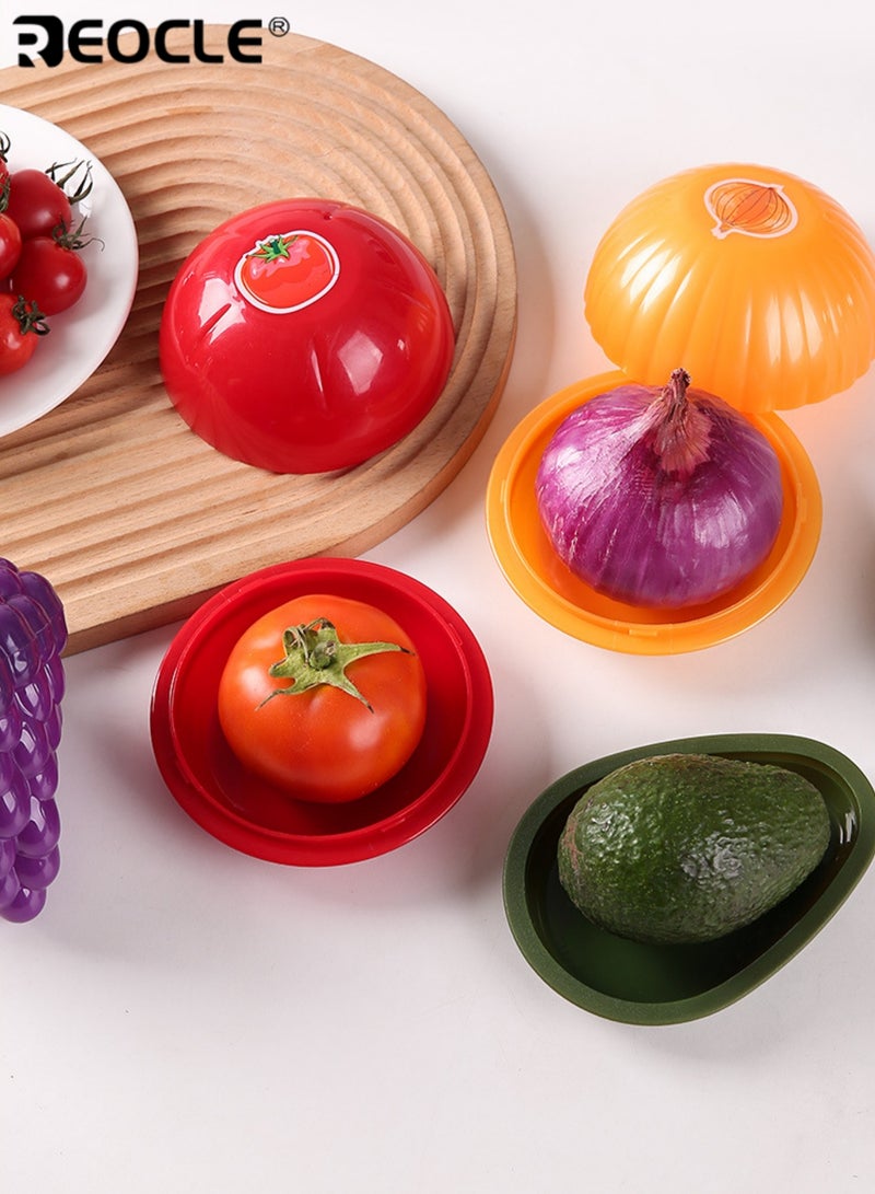 REOCLE 2PCS Plastic Food Savers with Lemon Onion Shape and Flip Top Design Fruit Vegetable Preservation Boxes with Freezer Safe Feature for Kitchen Storage - Image 3