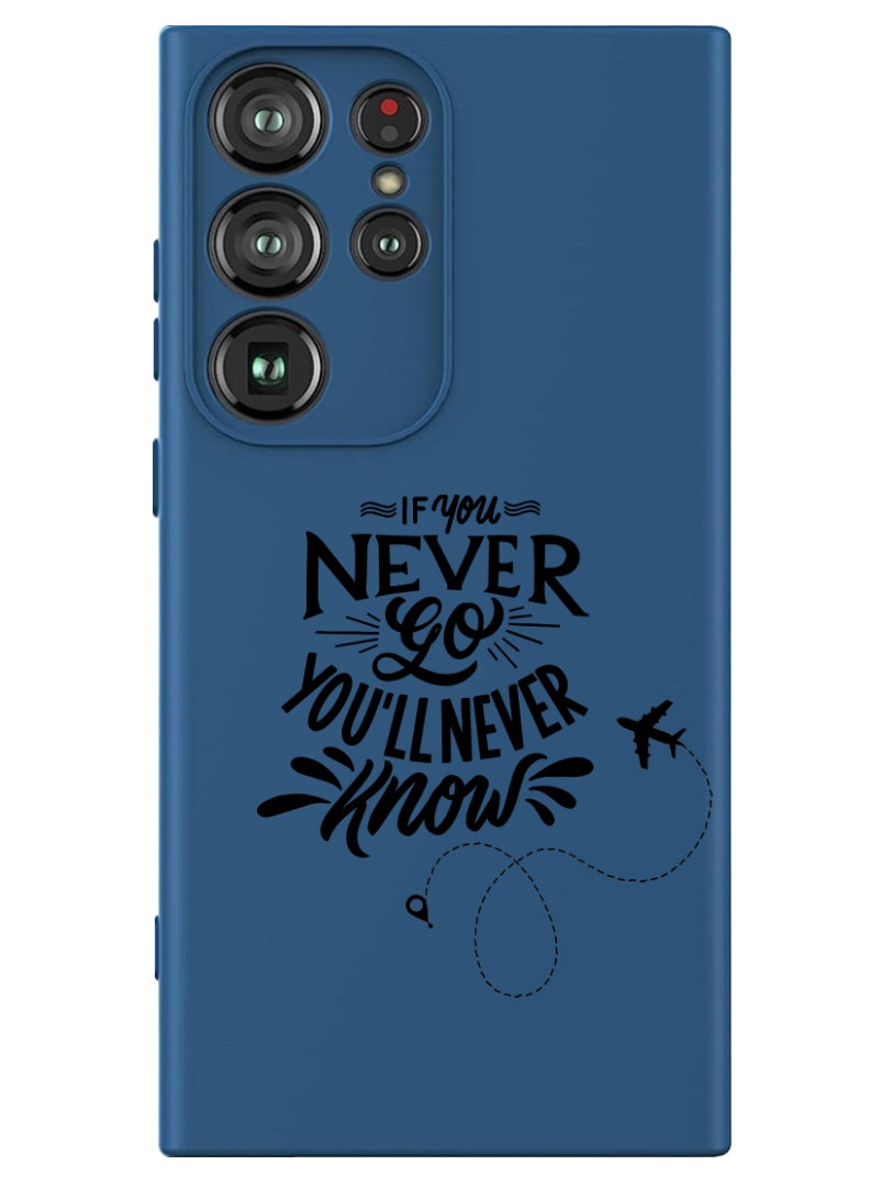 Theodor Protective Slim Fit Case Liquid Silicone Cover with Full Body Protection Anti-Scratch Shockproof Case For Samsung Galaxy S24 Ultra (Blue) - If you never go you will never Know - Image 1